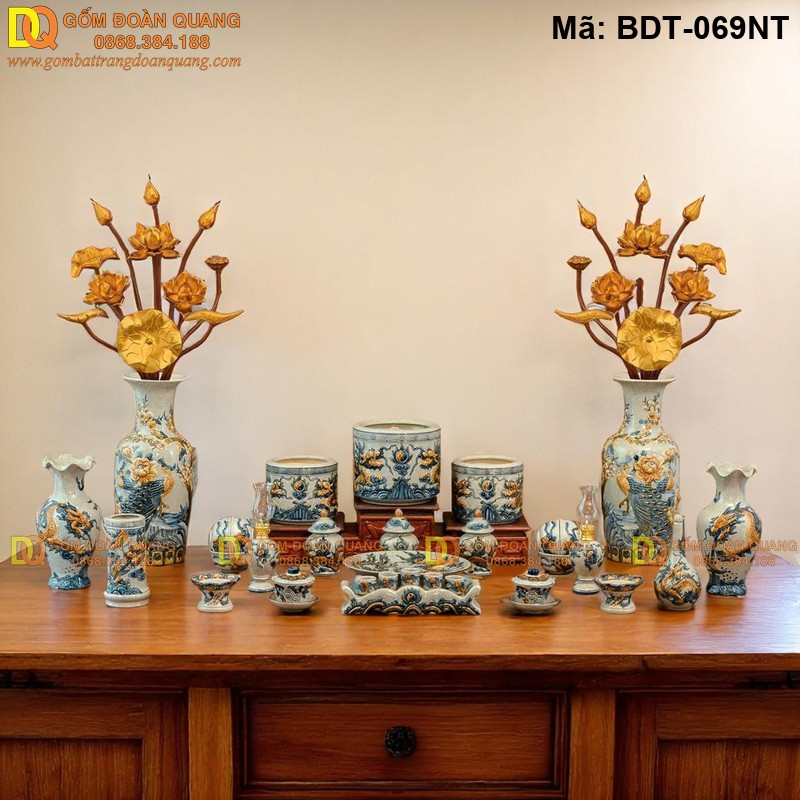 Bộ đồ thờ gia tiên đẹp chuẩn tâm linh mã BDT-069NT - Ảnh 2