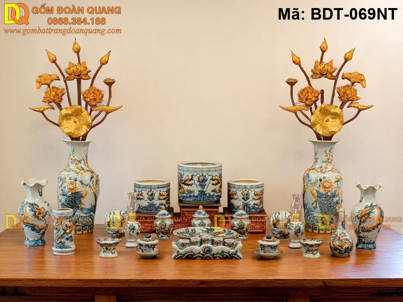 Bộ đồ thờ gia tiên đẹp chuẩn tâm linh mã BDT-069NT