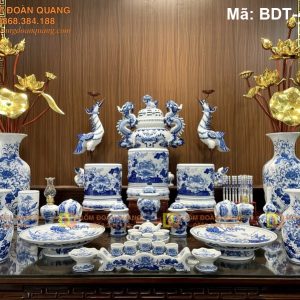 Bộ đồ thờ gia tiên gốm Bát Tràng chính hãng mã BDT-420TY