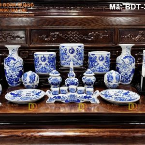 Bộ đồ thờ gia tiên gốm sứ Bát Tràng BDT-309TY