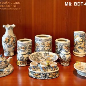 Bộ đồ thờ gốm Bát Tràng cho bàn thờ nhỏ mã BDT-044NT