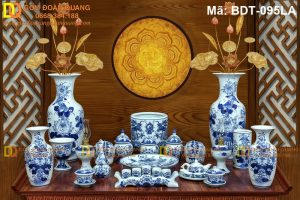 Bộ đồ thờ gốm Bát Tràng chuẩn phong thủy mã BDT-095LA