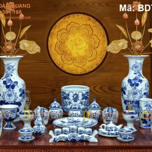 Bộ đồ thờ gốm Bát Tràng chuẩn phong thủy mã BDT-095LA