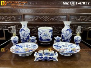 Bộ đồ thờ gốm Bát Tràng đẹp mã BDT-470TY