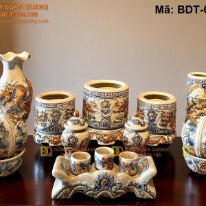 Bộ đồ thờ gốm Bát Tràng giả cổ mã BDT-039NT