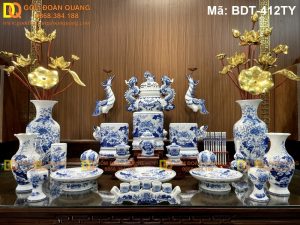 Bộ đồ thờ gốm sứ Bát Tràng chuẩn phong thủy mã BDT-412TY