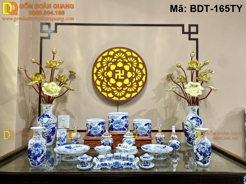 Bộ đồ thờ gốm sứ Bát Tràng tinh tế mã BDT-165TY