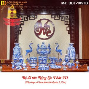 Bộ đồ thờ gốm sứ chuẩn phong thủy mã BDT-105TB