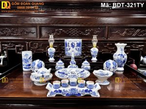 Bộ đồ thờ gốm sứ cỡ bàn thờ 1m55 mã BDT-321TY