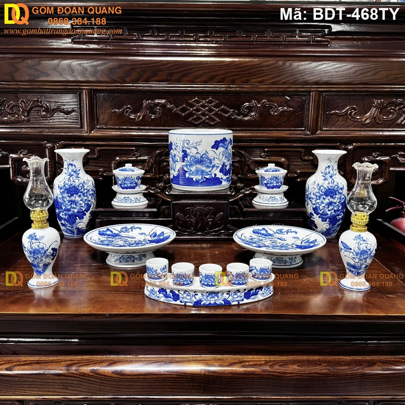 Bộ đồ thờ gốm sứ kiểu dáng tinh tế mã BDT-468TY
