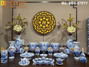 Bộ đồ thờ sứ Bát Tràng chuẩn phong thủy mã BDT-375TY