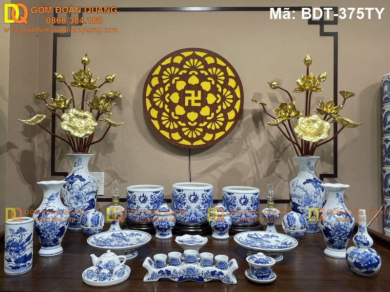 Bộ đồ thờ sứ Bát Tràng chuẩn phong thủy mã BDT-375TY