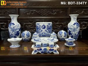 Bộ đồ thờ sứ Bát Tràng cỡ bản giá rẻ mã BDT-334TY
