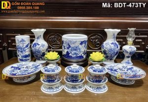 Bộ đồ thờ sứ gốm thủ công vẽ tay mã BDT-473TY