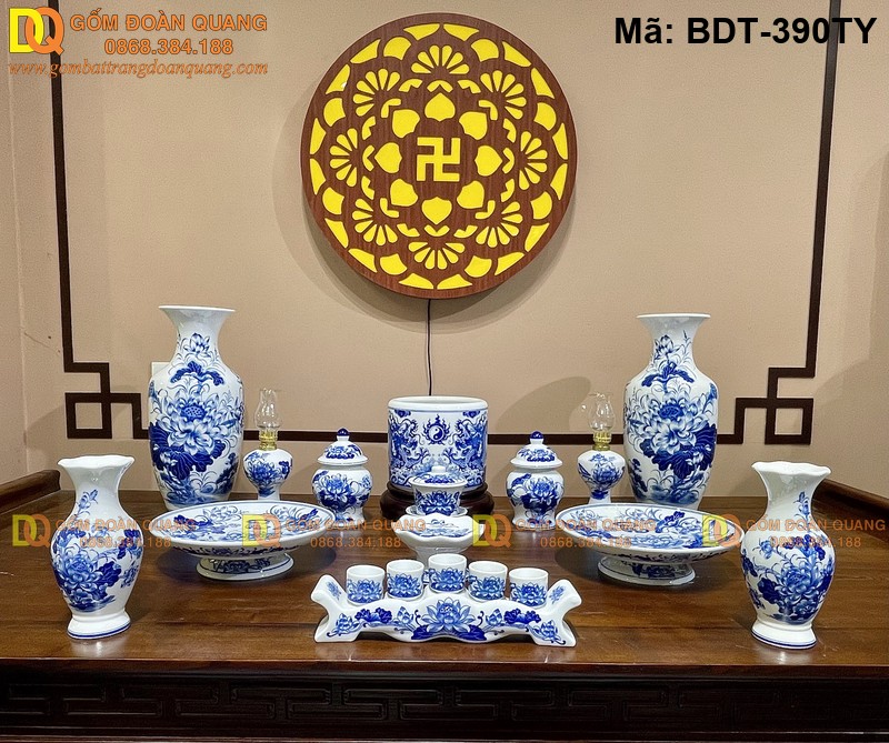 Đồ thờ bằng gốm sứ đẹp tinh tế mã BDT-390TY