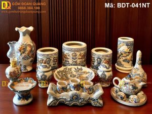 Đồ thờ bằng sứ Bát Tràng men rạn đắp nổi mã BDT-041NT