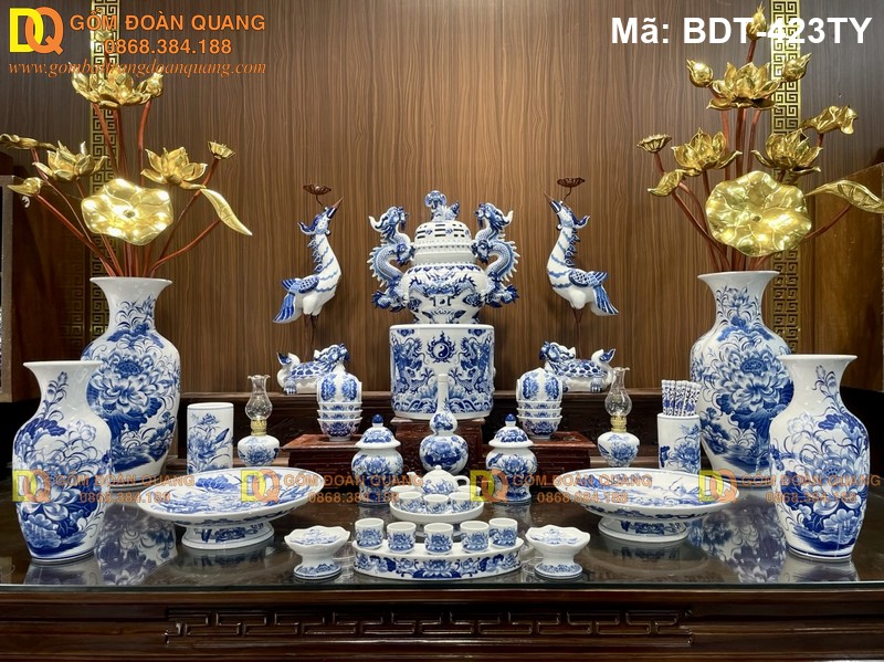 Đồ thờ bằng sứ đẹp mẫu cổ điển mã BDT-423TY