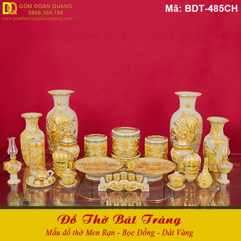 Đồ thờ Bát Tràng cao cấp mạ vàng mã BDT-485CH