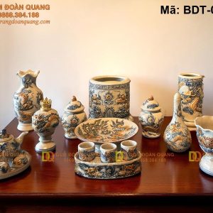 Đồ thờ Bát Tràng men rạn đắp nổi cao cấp mã BDT-026NT