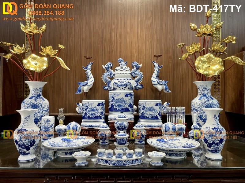 Đồ thờ cao cấp gốm sứ vẽ tay mã BDT-417TY