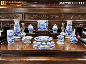 Đồ thờ cúng bằng gốm sứ Bát Tràng bộ cơ bản mã BDT-301TY