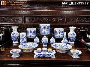 Đồ thờ cúng bằng sứ men lam Bát Tràng mã BDT-315TY