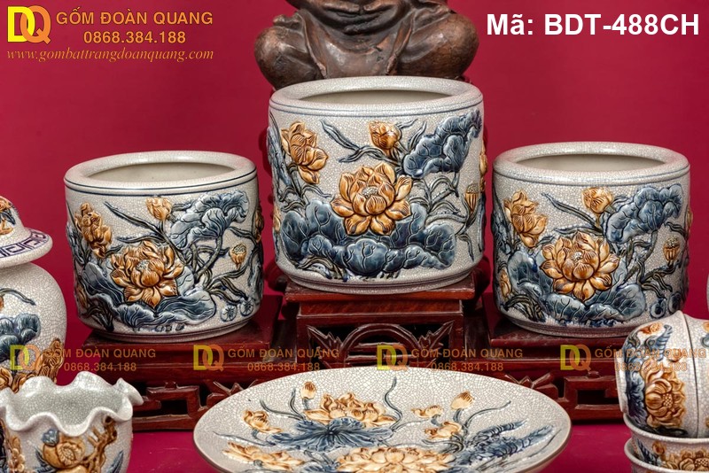 Đồ thờ cúng gia tiên Bát Tràng bộ đầy đủ mã BDT-488CH - Ảnh 4