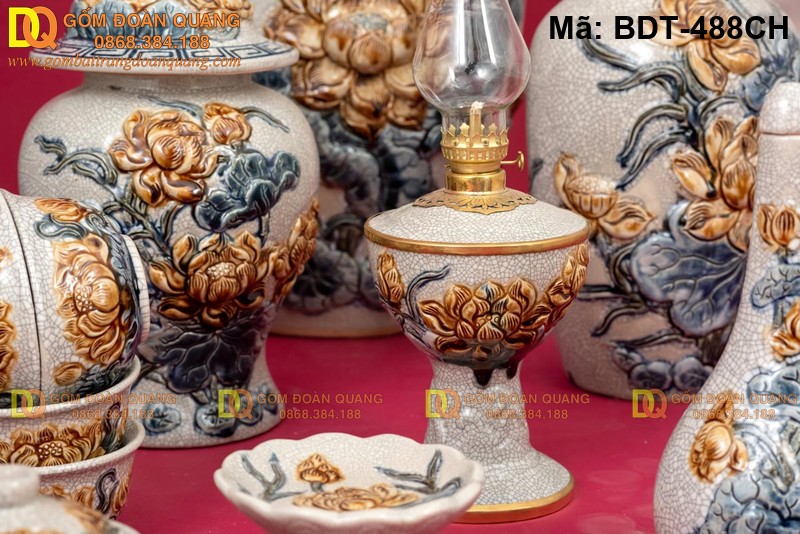 Đồ thờ cúng gia tiên Bát Tràng bộ đầy đủ mã BDT-488CH - Ảnh 6