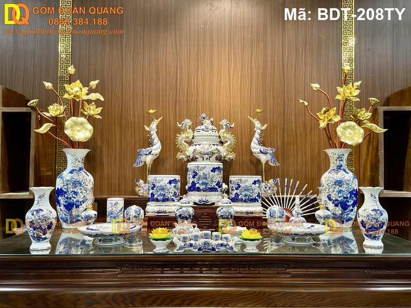 Đồ thờ cúng gốm sứ Bát Tràng mẫu mới nhất mã BDT-208TY