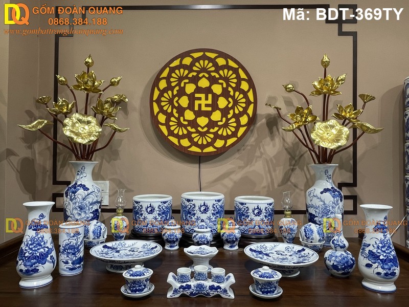 Đồ thờ cúng gốm sứ Bát Tràng men lam mã BDT-369TY