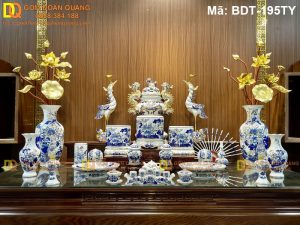 Đồ thờ cúng gốm sứ Bát Tràng tinh tế, sang trọng mã BDT-195TY