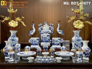 Đồ thờ gia tiên bằng sứ đẹp của Bát Tràng mã BDT-416TY