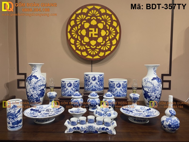 Đồ thờ gia tiên gốm sứ truyền thống mã BDT-357TY