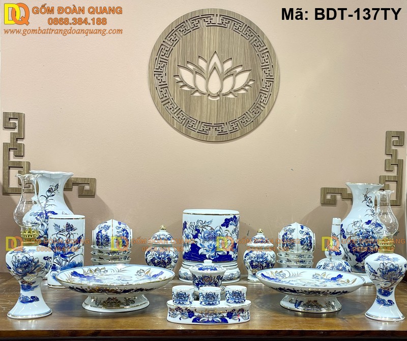 Đồ thờ gốm sứ Bát Tràng tinh xảo mã BDT-137TY