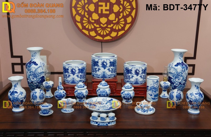 Đồ thờ gốm sứ Bát Tràng tinh xảo mã BDT-347TY