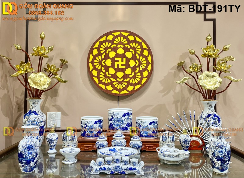 Đồ thờ gốm sứ Bát Tràng truyền thống mã BDT-191TY