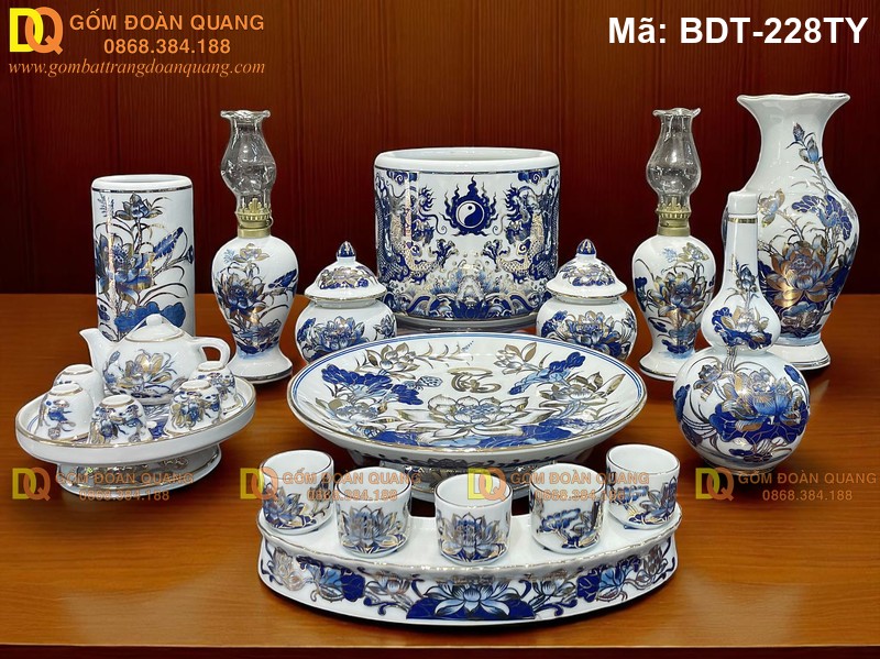 Đồ thờ sứ Bát Tràng men cổ tinh xảo mã BDT-228TY - Ảnh 2