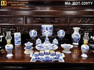 Đồ thờ sứ Bát Tràng men xanh lam mã BDT-320TY