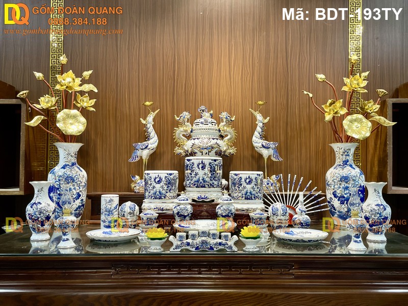 Giá bộ đồ thờ gốm Bát Tràng cập nhật mới nhất mã BDT-193TY