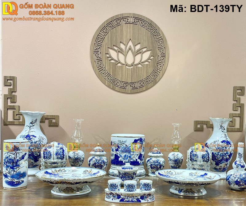 Giá bộ đồ thờ gốm Bát Tràng mới nhất mã BDT-139TY