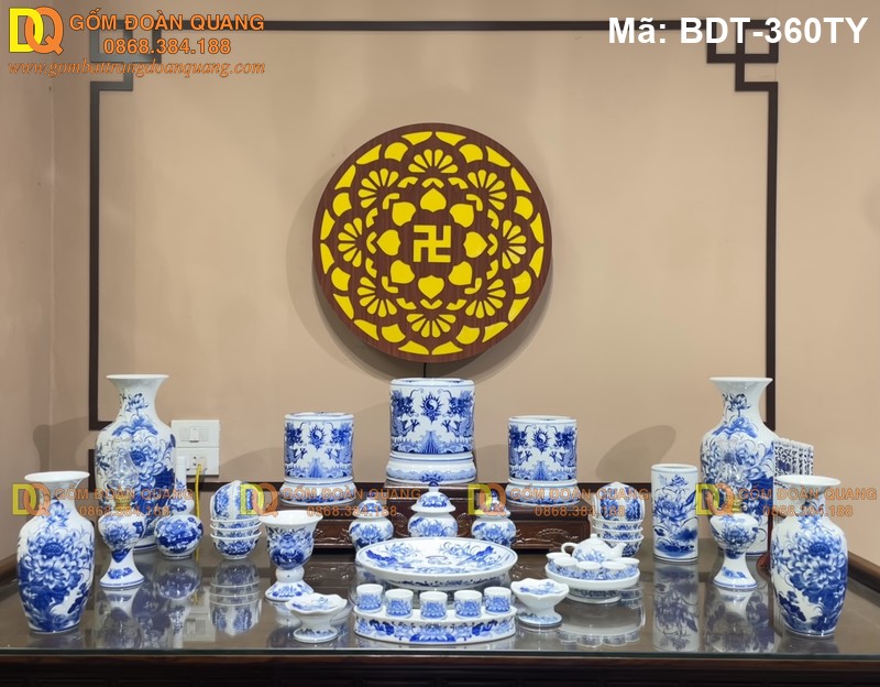 Giá bộ đồ thờ gốm sứ Bát Tràng chính hãng mã BDT-360TY