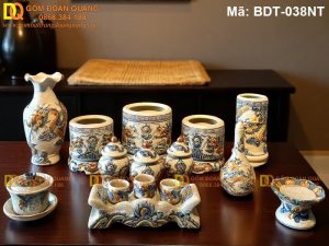 Giá bộ đồ thờ gốm sứ Bát Tràng tại Gốm Đoàn Quang mã BDT-038NT