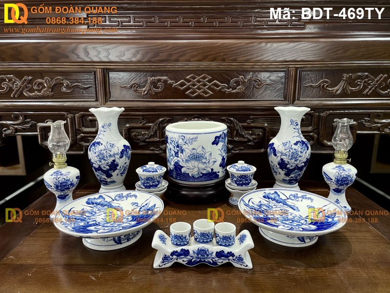 Giá bộ thờ gốm Bát Tràng đủ chi tiết mã BDT-469TY