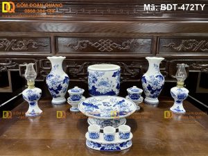 Nên mua đồ thờ cúng bằng sứ ở đâu - Bộ đồ thờ mã BDT-472TY
