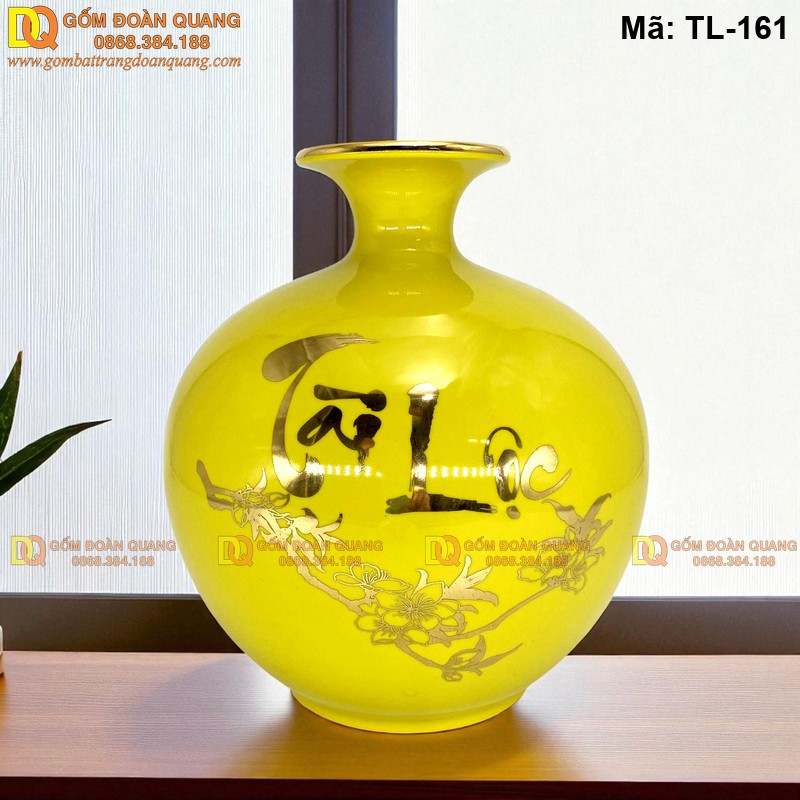 Bình chiêu tài lộc mạ vàng cảnh Công Đào mã TL-161 – Ảnh 2