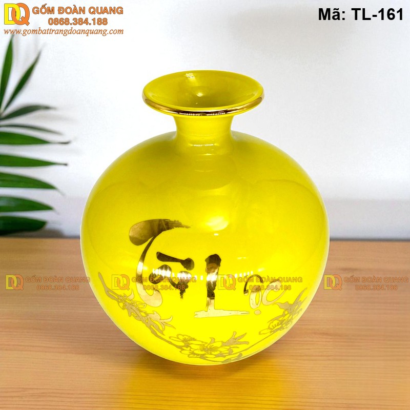 Bình chiêu tài lộc mạ vàng cảnh Công Đào mã TL-161 – Ảnh 3