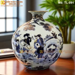 Bình chiêu tài lộc phong thủy vẽ Bách Nhi mã TL-091