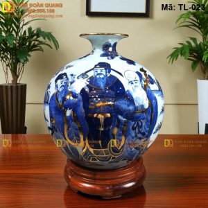 Bình chiêu tài lộc vẽ Phúc - Lộc - Thọ mã TL-023