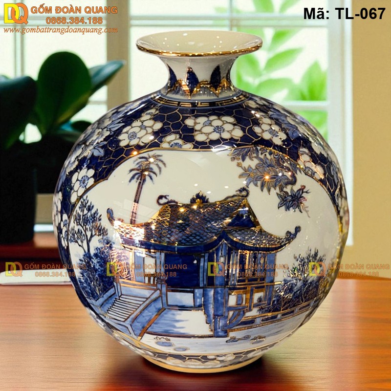 Bình gốm Bát Tràng hút tài lộc mã TL-067