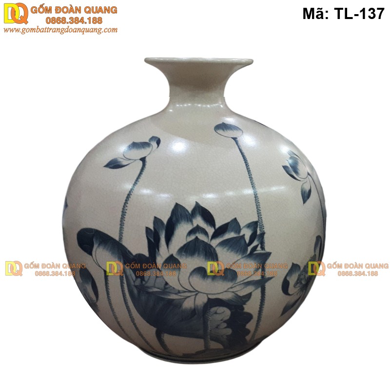 Bình gốm Bát Tràng hút tài lộc men rạn mã TL-137